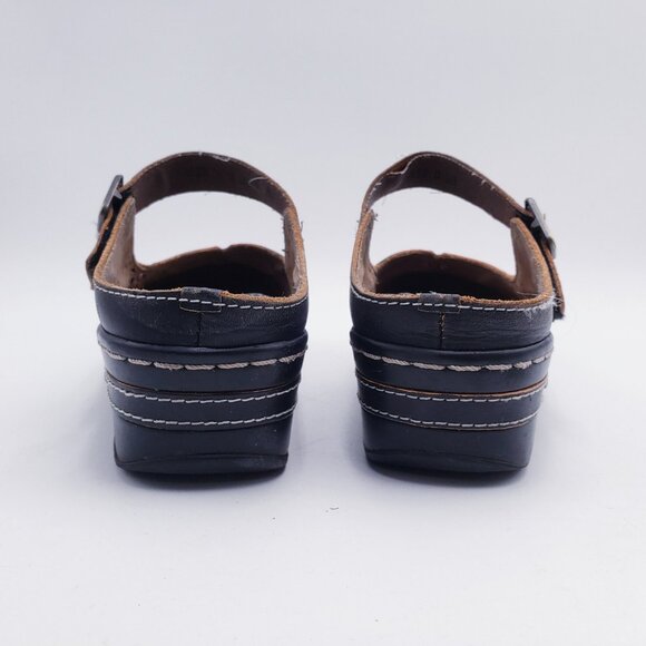 L'Artiste by Spring Step Aneria Black Leather Buckled Clogs Slip On Open Back 38 - Picture 3 of 10